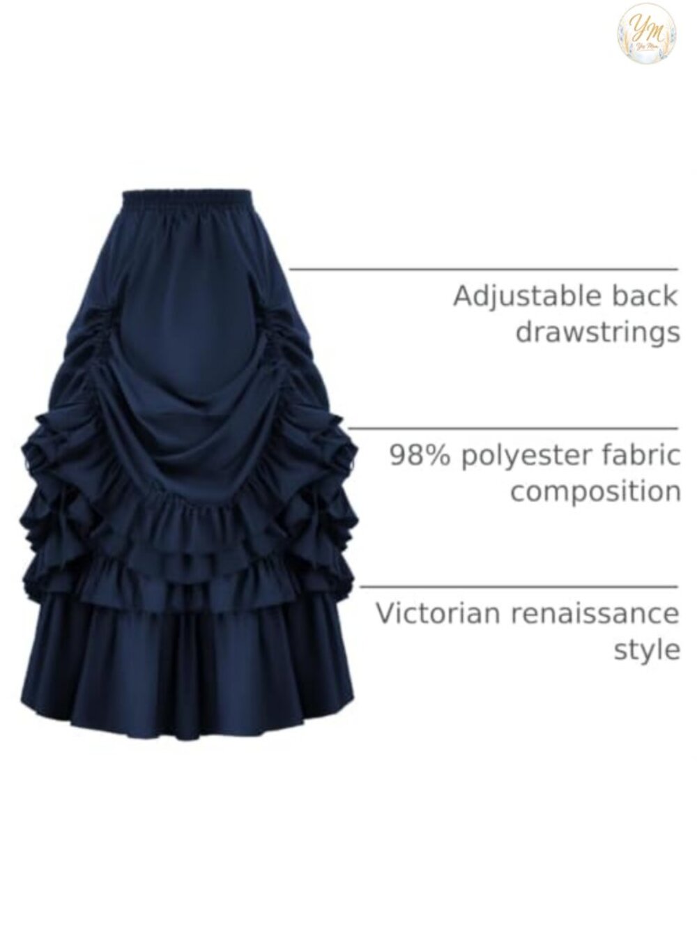 Victorian Gothic Renaissance Maxi Skirt with Ruffled Hemline Steampunk Costume - Picture 3 of 5